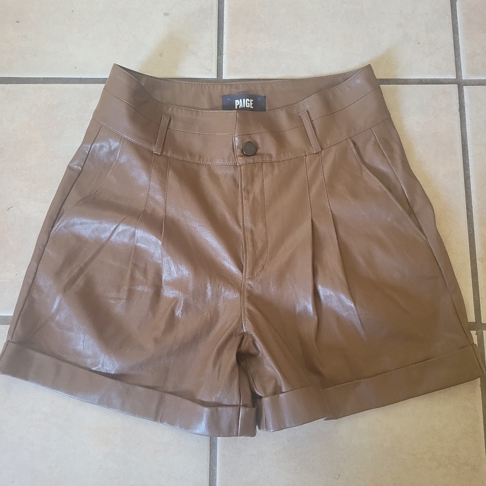 PAIGE Brown High Waist Tailored Shorts